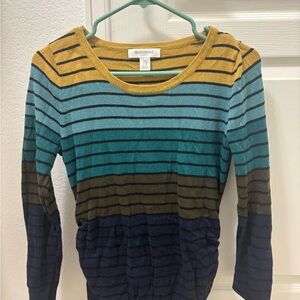 Motherhood Maternity Mustard and Teal Striped Top